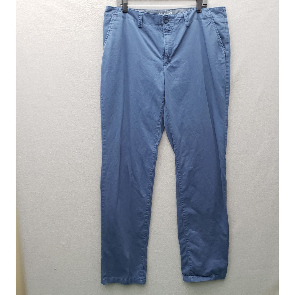 Eddie Bauer Straight Leg Chino Pant Blue 100% Cotton Coastal Casual Size 16 Tall